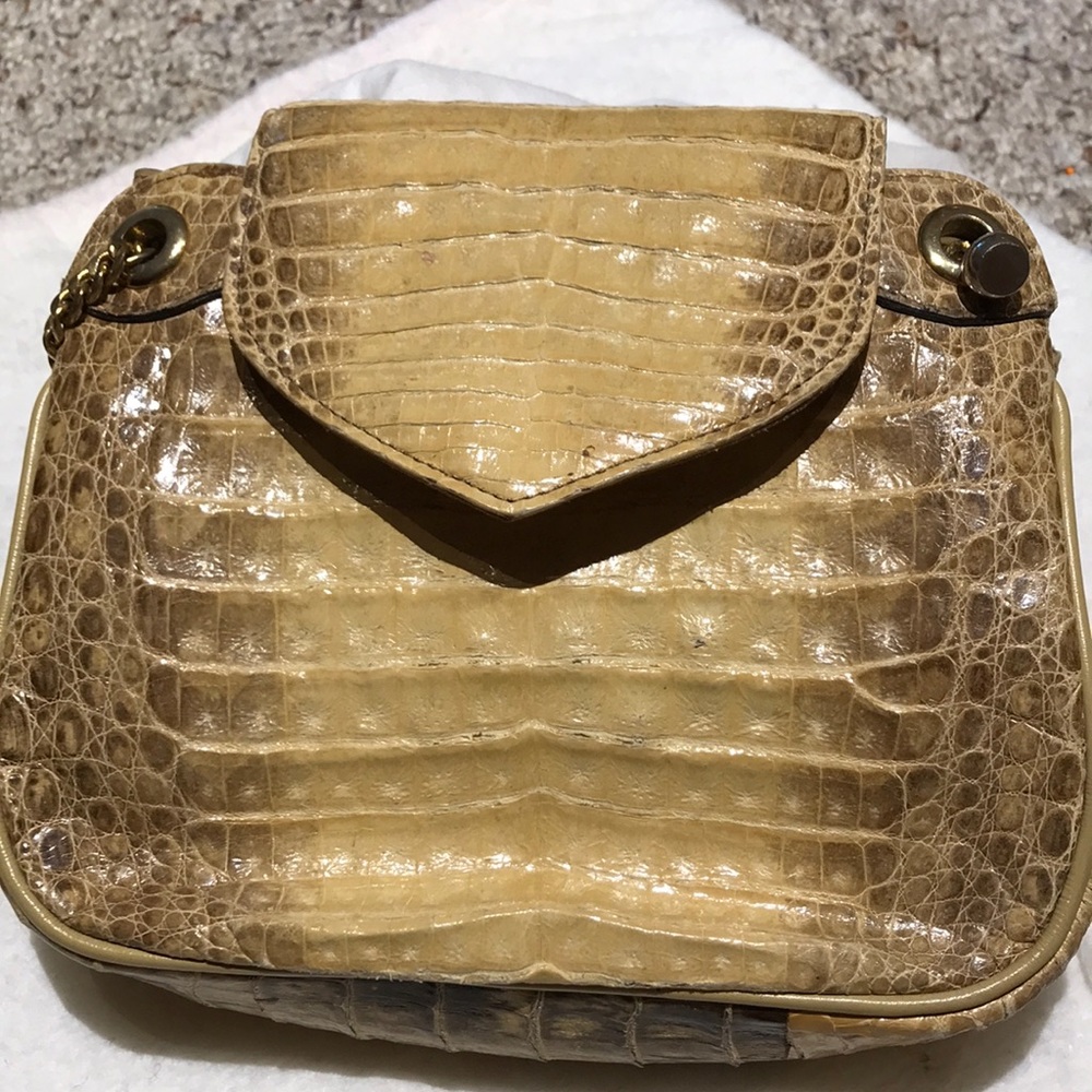 White reptile skin purse